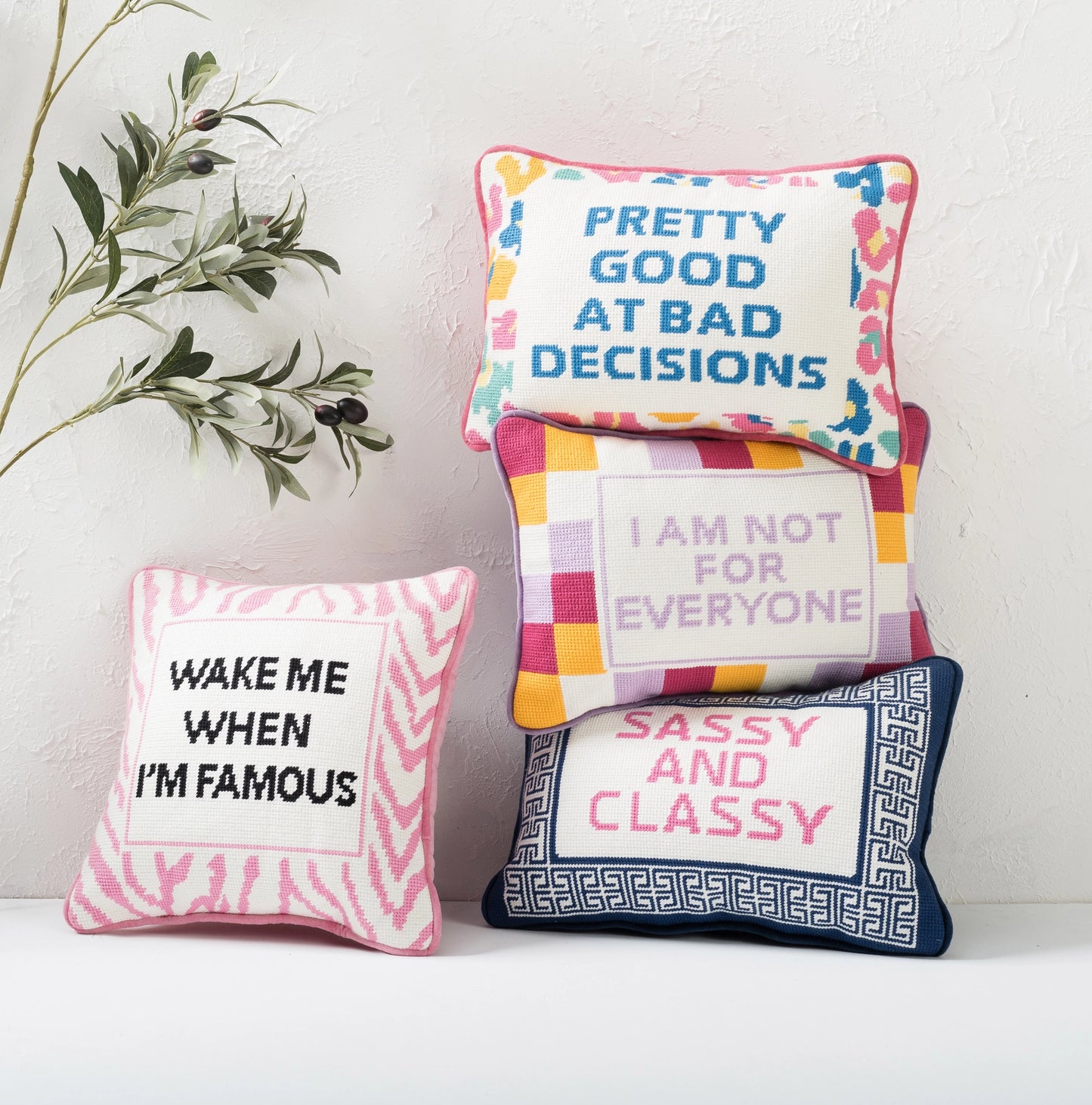 Pretty Good At Bad Decisions Needlepoint Pillow